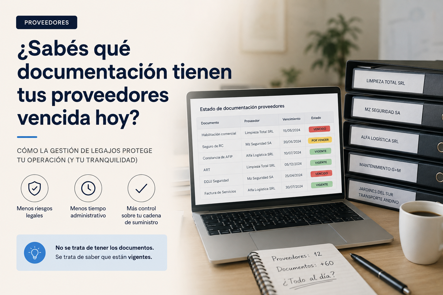¿Sabés qué documentación tienen vencida tus proveedores hoy?
